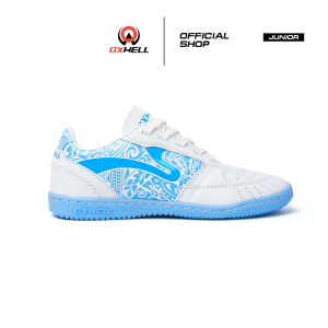 Oxwell Monoculus - Sepatu Futsal Anak Laki laki Junior Brand Lokal Berkualitas Putih Biru