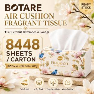 BOTARE Air-Cushion Fragrant Tissue 4-Ply Ultra Soft & Thick Skin-Friendly Facial Tissue 66 Pulls/Pack 32 Packs/Carton