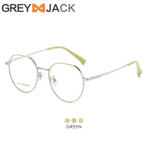 Grey Jack Frame Kacamata Oval Kotak Fashion Simple Bahan Titanium Ringan Kokoh Bisa Minus Antiradiasi Blueray Bluecromic 98535