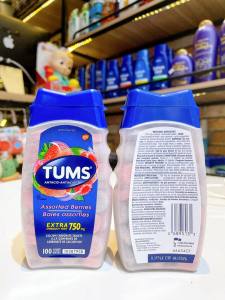 Kẹo nhai giúp hỗ trợ tiêu hóa Tums Extra Strength vị trái cây. Hạn sử dụng 2030