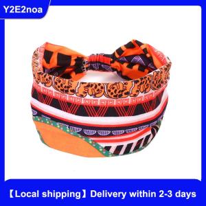【Local shipping】 Fashion Cotton Stretch Headband African Pattern Print Twist Style Elastic Hair Band Wide Hairbands Bandana Turban Knot Headwrap