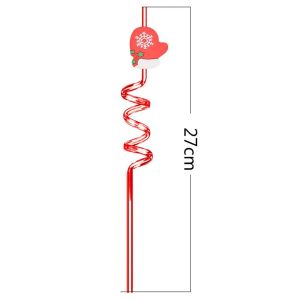 YERZ Spiral Christmas Plastic Straw Santa Claus Snowman Food Grade Christmas Party Decor Drinkware Accessories Thickened Christmas Cartoon Straw Home