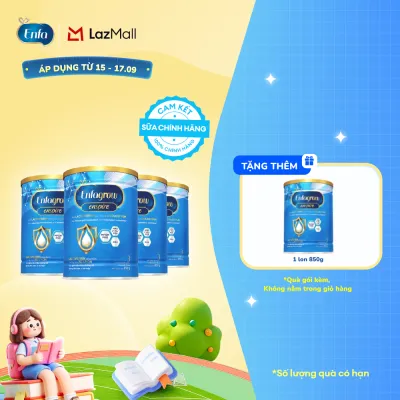 [TỪ 15-17/09][MUA LÀ CÓ QUÀ Tặng 1 lon 850g] Bộ 4 lon sữa bột Enfagrow Enspire 3 850g hỗ trợ đề kháng với Lactoferrin dành cho trẻ từ 2-6 tuổi