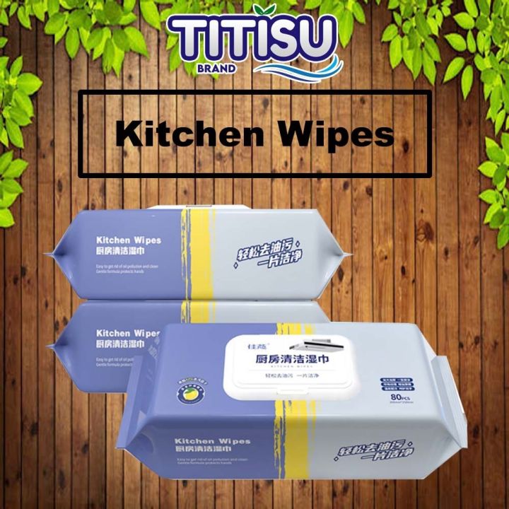 🧻[80Pcs] Kitchen Wipes Blue Grey 80 Sheets Disposable Degreasing ...
