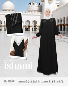 ISHAMI 24 DRESS ETHICA BLACK  YANG COCOK UNTUK LEBARAN HAJI/UMROH TERBARU KEKINIAN 2025