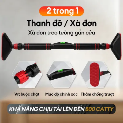 Thanh tập xà đơn gắn cửa cao cấp mẫu mới Xà Đơn Treo Tường làm bằng thép phun sơn chống gỉ có nivo cân bằng