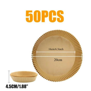 100pcs Air Fryer Paper Liner Disposable Air Fryer Sheet Oil-proof 6.3" Non-Stick Baking Paper