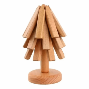 DGFDF Tree Shaped Placemat Solid Wood Heat Resistant Insulation Mat Decorative Creative Trivet Home