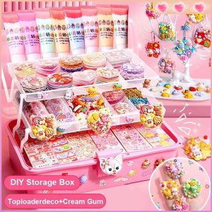 Cream Glue DIY Toys For Girls Material Package Box Kids With DIY Keychain Goo Card DIY Sticker Set