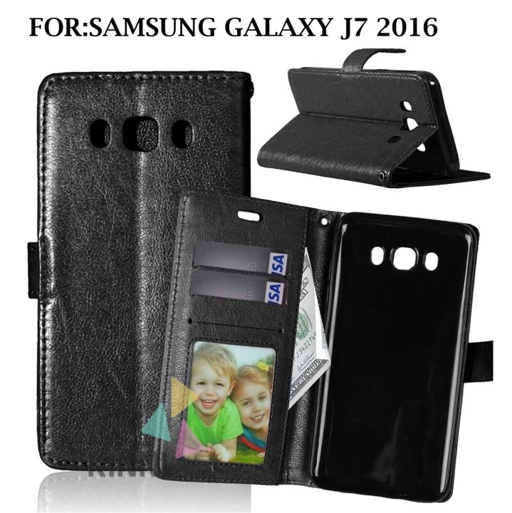 Leather Flip Cover Samsung Galaxy J7 2016 J710 Wallet Case
