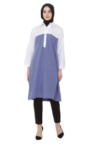 CBR Six ISC 344 - Dress Tunik Katun Wanita Warna Biru Kombinasi