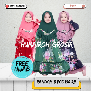 Big Promo 3 Pcs 90 Ribu Gamis Anak Motif Bunga Sakura Gratis Hijab Terbaru
