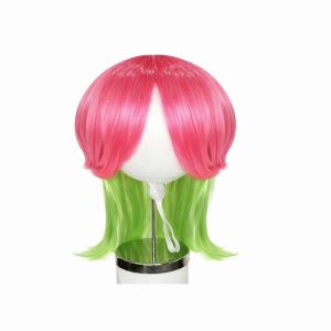 KAIEW with Bangs Colorful Pet Wig Comfortable To Wear Adjustable Fit Cat Dragon Fruit Color Mullet Hair Skin-friendly Reusable Kitty Fake Hair Halloween Celebration
