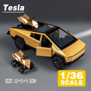 LEO 1:36 Tesla Cybertruck Pickup Truck Diecast Model Car Alloy Cars Toys Collection Gift For Kids Boy Girl