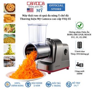 Máy thái bào rau củ quả đa năng 5 chế độ thương hiệu Mỹ Camoca VSQ-S5 công suất 500W - Hàng Nhập Khẩu (Bảo hành 12 tháng)