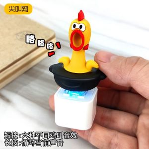 Funny Croaking Seagull Fidget Toys Keychain USB Rechargeable Keyboard Clicker Sound Keyring With LED Light For Stress Relief Clicker Decompression Toys
