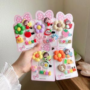 Korea Flower Princess Childrens Duckbill Clip Little Girl Cute Cartoon Fruit Cloth Summer Bangs Hair Clip For Infant Hairpin