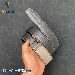 Dây thắt lưng nam da bò Vicobi TLE3 dây lưng khóa tự động bản 35cm