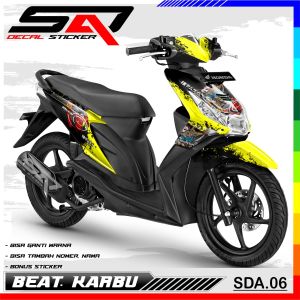 Decal Stiker Full Body BEAT KARBU - Dekal Sticker Variasi Motor BEAT KARBU Custoom SDA.06
