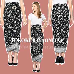 Rok Lilit Batik Foil Bawahan Kebaya Serut Instant modern Motif Lengkap Bahan Premium 150 x 100 melati silver