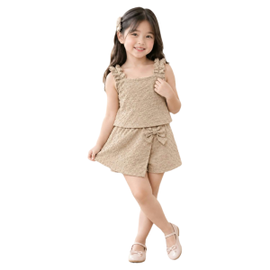 002 Summer Casual Girl Teen Ribbon Skort and Top Set Terno - top and skort - plain color - current trend - best seller top - super ganda - ganda ng quality - effortless easy to wear - simple - cute item - fabric from abroad - cotton fabric - timeless p