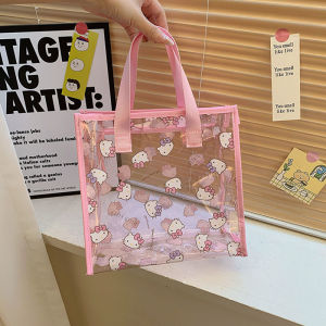 Christmas Gift Halloween Hot Sanrio Kawaii Pvc Cosmetic Bag Hellokitty Cartoon Wash Bag Kuromi Cartoon Cute Girl Beach Bag Fashion Handbag 2024 New Style