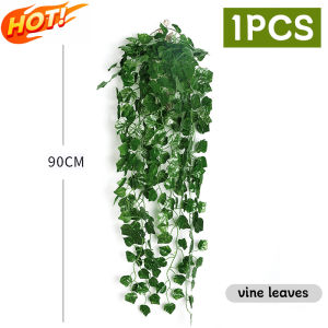 1Pieces Lush Green Artificial Eucalyptus Vines - Realistic Plastic Hanging Plants for Many Room Types No Container Required Artificial Plants for Home Decor Great for Home Room Wedding and Valentines Day Displays