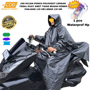 JAS HUJAN PRIA WANITA DEWASA HITAM TEBAL KUAT AWET TIDAK MUDAH ROBEK - JES UJAN PONCO LENGAN LENGAN PROMO TERMURAH