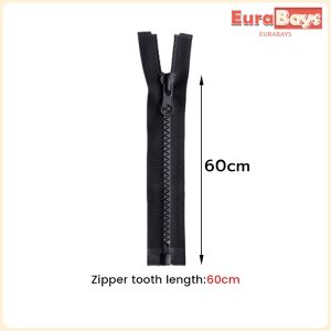 E.B.【Ready in Stock】 Black Zipper For Jacket Hoodies Size 20cm to 60cm Apparel Zipper Plastic Resin Zipper 1Pc