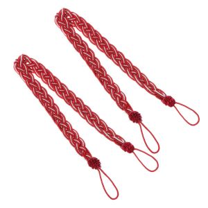 PIEPING สายรัดผ้าซาตินที่แขวนผ้าม่านเชือกผูกด้านหลังสายถักเปียแบบเรียบง่าย