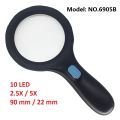 Kính Lúp Cầm Tay Ống Kính Cực Lớn 90Mm 120Mm 138Mm, Kính Lúp Chiếu Sáng Với 10 12 Đèn LED Reading Magnifying Glass. 