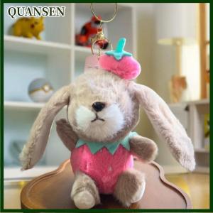 QUANSEN 1Pcs Rabbit Keychain Doll Plush Toy Mini Couple Backpack Pendant Strawberry Rabbit Doll Decoration Gifts For Girls