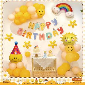 YI SONGE ชุดของตกแต่งงานปาร์ตี้วันเกิดสำหรับเด็กสไตล์ INS พร้อมลูกโป่งและอุปกรณ์ประกอบฉากเค้ก