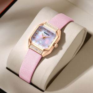 REBIRTH Jam Tangan Wantia Bisnis Kasual Mode Persegi Tali Kulit Jam Cewek Kecil COD