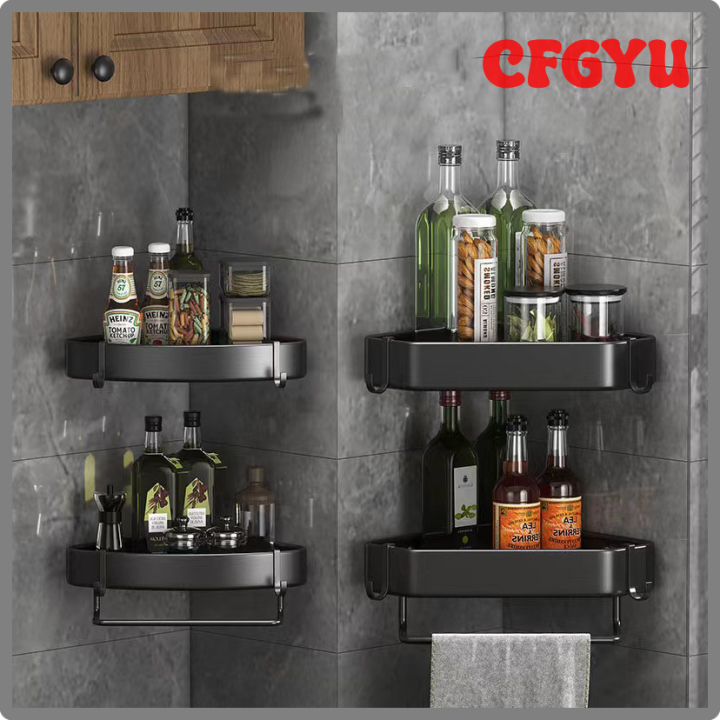 CFGYU Bathroom Shelf Wall Mounted Shampoo Rack Shower Shelf Carbon