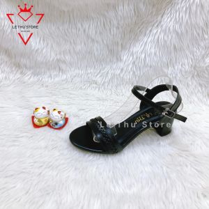 Giày cao gót 57 phân 3 dây ngang phối bính hở gót LT (SDV3002)