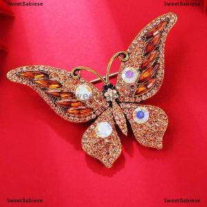 [COD] SweetBabiese Sáng tạo cổ điển pha lê thạch bướm trâm cài cho phụ nữ quần áo Áo accessries Quà Tặng