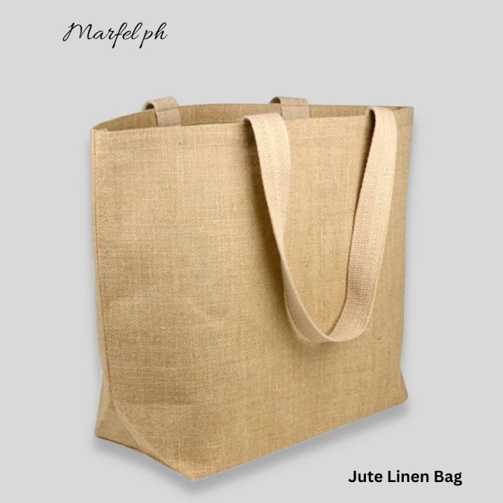 Extra Big Plain Jute Linen with cotton handle Abaca Burlap Grocery