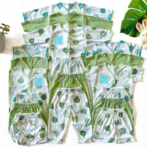 Paket Komplit Perlengkapan Baju Bayi Baru Lahir /Newborn SNI Motif Balon Mix Sage Promo 8.8
