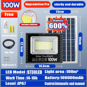 【BUY 1 TAKE 2】Solar Flood Light 50W Outdoor Waterproof IP67 Original 9730LED 680000mAh With Solar Panel Garden Lamp Room Night Light Bulb For Courtyard Farm Automatic With Remote Control Christmas Decorations Real Wattage 30-Year Warranty
