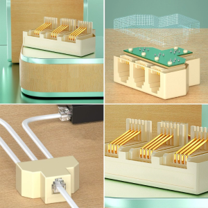 3-Way RJ11 Telephone Jack Splitter Adapter 6P4C/6P2C Port for Home and Office Use Strong Anti-Interference Ability