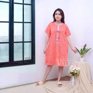 Daster Wanita Motif Kucing Meow Bahan Jersey Tebal dengan Kancing 3 dan 1 Kantong - Warna Pastel