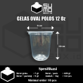 [1 PAK ISI 50 PCS] Gelas plastik OVAL bening 7gram ukuran 12oz 14oz 16oz 18oz / Cup Oval Tebal. 