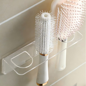 3 Holes Acrylic Comb Holder/Clear Wall-Mounted Hair Brushes Rack/Home Bathroom Organizer Storage Shelves