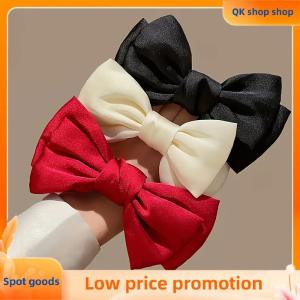 ✨QK shop✨ French Bow Scrunchie Elastic Hair Tie Elegant Satin Hair Tie Luxury Textured Accessory For Daily Use Women Hair Accessories