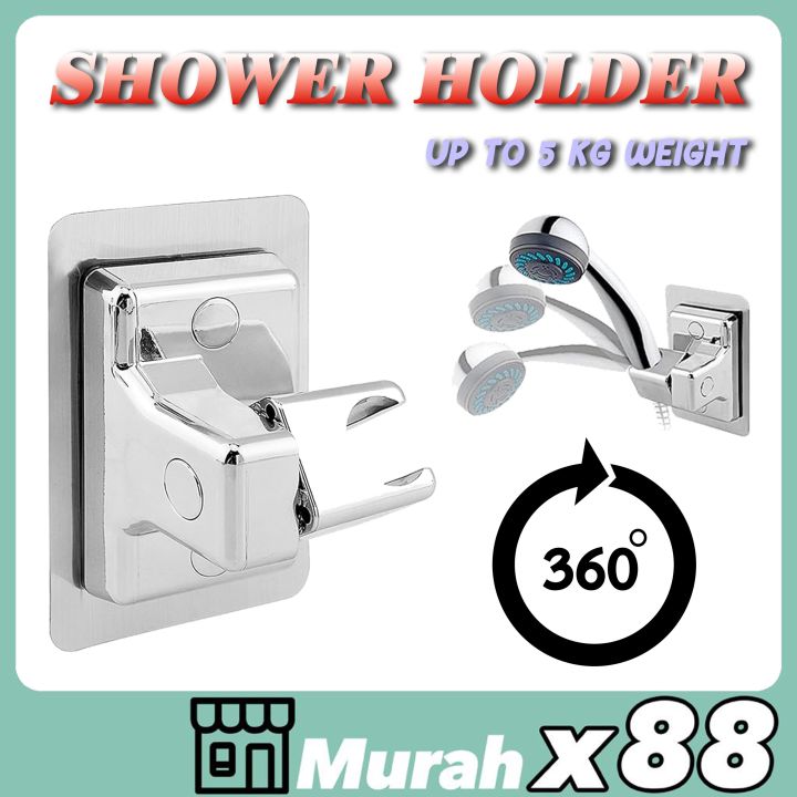 Self Adjustable adhesive Bath Shower head holder 360 shower holder ...
