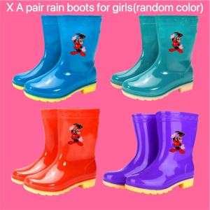 BIN LU Anti Slip Rain Boots for Kids Waterproof Rubber Boots Bota Pambata for Boys Girls Cartoon Rain Shoes School Flood Boots Size 26-40 Thick Sole Non Slip Rain Boots Manila Stock Durable Easy Clean Kids Rain Boots