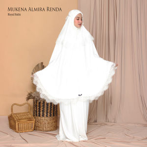 Mukena renda mewah Bahan Adem Lembut Warna Putih Telekung Prayer Set Almira Bonus Tas Sajadah