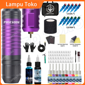 POSEIDON Poseidon Tato Pena Set Motor Mesin Tato Set Khusus Latihan Pemula Mesin Tato HYB