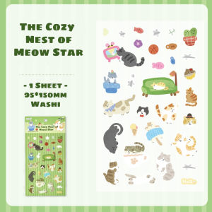 Cute Cat Cartoon Meow Star Paradise Series Washi Deco Stickers DIY Decorations Journal Scrapbook Guka Labels